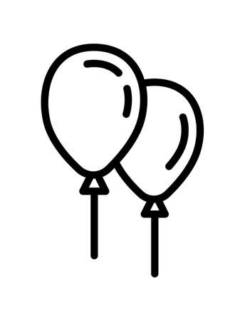 Celebration decorations flat line icon. Balloon symbol. Outline sign for mobile concept and web design, store.のイラスト素材