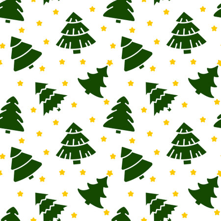 Seamless vector pattern with forest tree.Christmas tree, spruce, pine. For fabric, paper, wrap, textile, poster, scrapbooking, wallpaper or background, for web site or mobile app.のイラスト素材