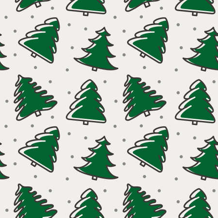 Seamless vector pattern with forest tree.Christmas tree, spruce, pine. For fabric, paper, wrap, textile, poster, scrapbooking, wallpaper or background, for web site or mobile app.のイラスト素材