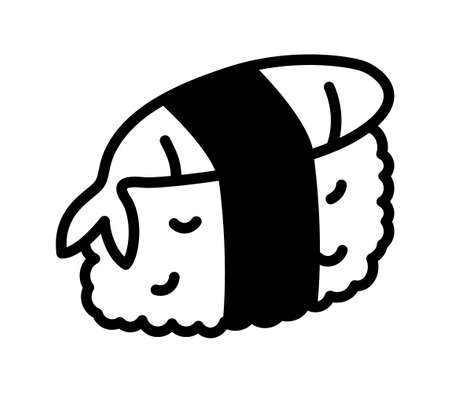 Sushi roll flat line icon. Japanese food. Outline sign for mobile concept and web design, store.のイラスト素材