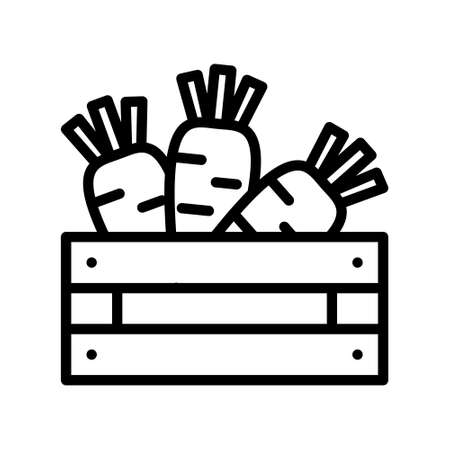 Carrot flat line icon. Outline sign for mobile concept and web design, store.のイラスト素材