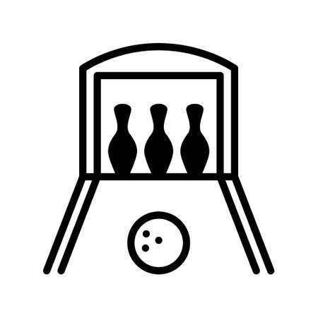 Bowling flat line icon. Sport game - skittles with ball. Outline sign for mobile concept and web design, store.のイラスト素材
