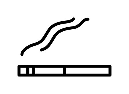 Smoking cigar flat line icon. Cigar, tobacco, vape tank and cigarettes. Outline sign for mobile concept and web design, store.のイラスト素材