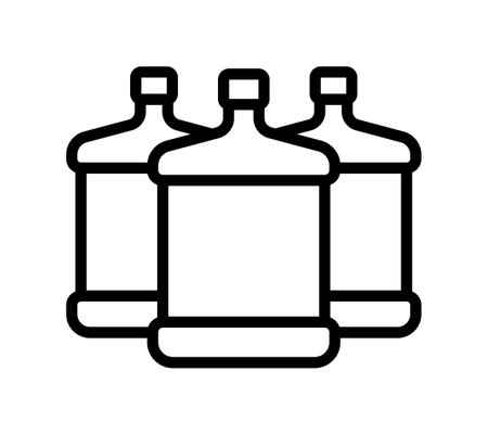 Water delivery flat line icon. plastic bottles. Outline sign for mobile concept and web design, store.のイラスト素材