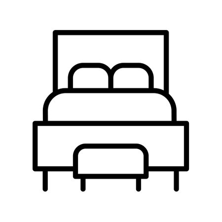 Bed flat line icon. Outline sign for mobile concept and web design, store.のイラスト素材