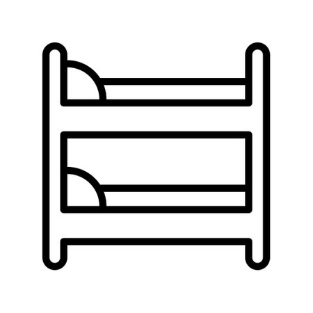 Bed flat line icon. Outline sign for mobile concept and web design, storeのイラスト素材
