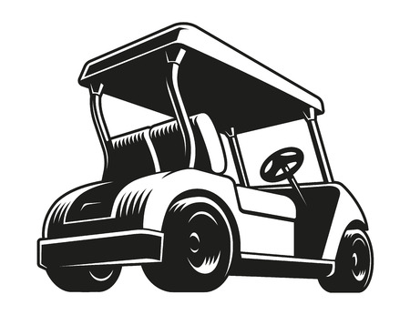 Monochrome golf cart vector icon isolated on white background.のイラスト素材
