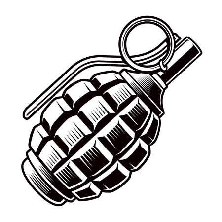 Grenade vector black and white illustration.のイラスト素材