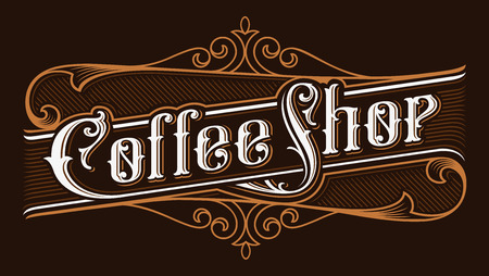 Coffee shop vintage lettering illustration.のイラスト素材