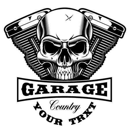 Motorcycle engine with skullのイラスト素材