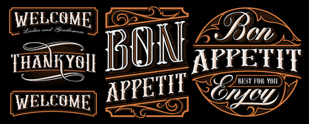 Set of vintage lettering designs for the catering.のイラスト素材