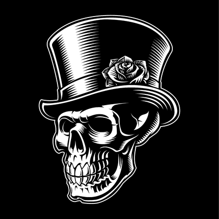 Vintage skull with hatのイラスト素材