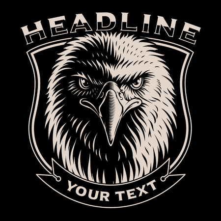 Black and white illustration of Eagle headのイラスト素材