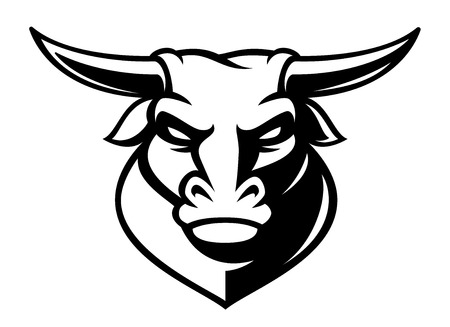 Black and white emblem of a bull.のイラスト素材