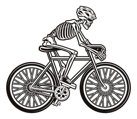 Vector illustration of a skeleton on the bicycleのイラスト素材