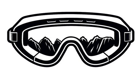 Black and white vector illustration of a ski glassesのイラスト素材