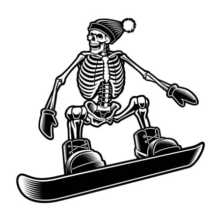 Black and white illustration of a skeletonのイラスト素材