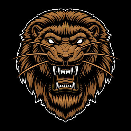 A colorful vector illustration of a lion headのイラスト素材