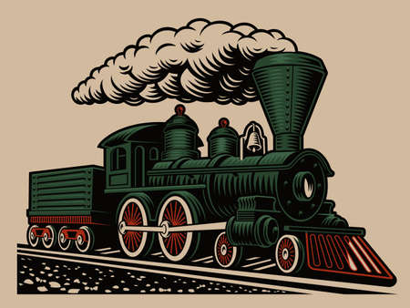 A vector illustration of a retro trainのイラスト素材