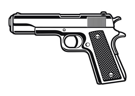 a black and white illustration of a gunのイラスト素材