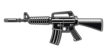 Black and white vector illustration of the  rifle isolated on white background