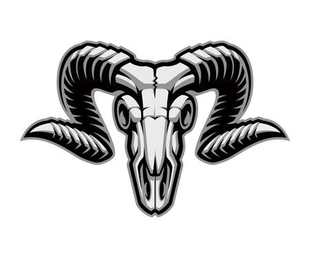Ram Ram Skull Illustration, this design can be used as a t-shirt print or as an emblem.のイラスト素材