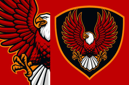 Eagle Mascot Badgem, vector illustrationのイラスト素材