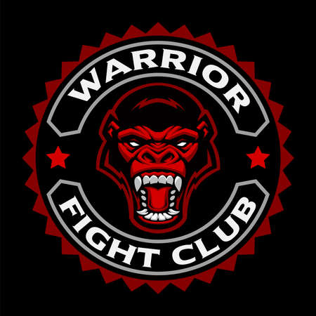 Gorilla Mascot Badge, vector illustrationのイラスト素材