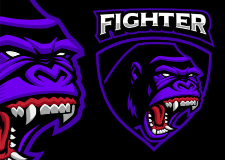 Gorilla Mascot Badge, sports emblem, vector illustrationのイラスト素材