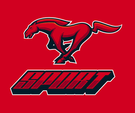 Running Mustang Mascot Badgeのイラスト素材