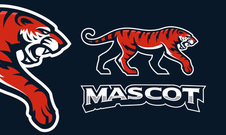 A walking tiger badge, sports emblemのイラスト素材