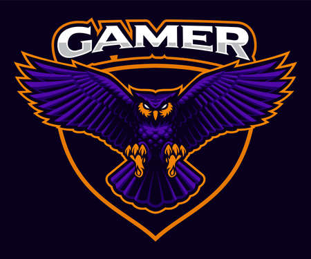 Owl Mascot Badge. this design can be used as a sport emblem or as a t-shirt printのイラスト素材