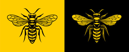 Vector wasp logo for white and dark backgroundsのイラスト素材