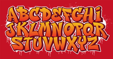 Colorful Graffiti Font, this font can be used for logos and it looks perfect for short phrases and taglinesのイラスト素材