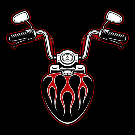 Color motorcycle handlebar vector illustration on a dark backgroundのイラスト素材