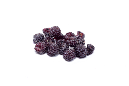 ripe blackberries on a white background, harvestの写真素材