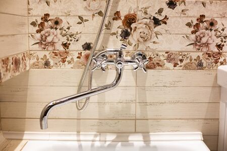 luxury washbasin in the hotel. Designer bathroom in the Spa . Washbasin close-up, soft focusの写真素材