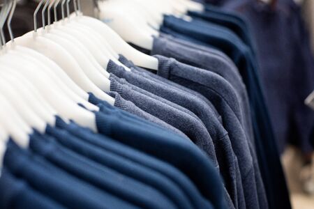 shirt by trempel in the boutique , shop classic clothing. Natural shirt on the trempel in the boutique close-upの写真素材