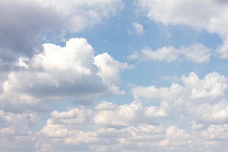 blue sky with lots of clouds. natural clean background with copy space.の写真素材