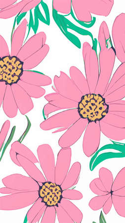 pink blooming flowers pattern seamless pattern. Great for textile, wrapping, surface, fabric, wallpaper. vertical format , Bouquet of flowers from the garden . Floral bright backgroundのイラスト素材