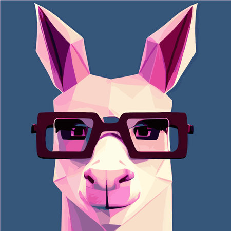 Print Cheerful llama with glasses pastel background pop geometric art. Humorous postcard, t-shirt composition, hand drawnのイラスト素材
