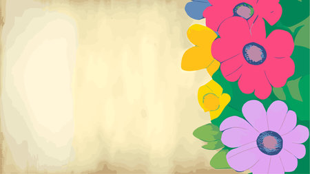 Print Horizontal spring background with colored hyacinths isolated on pastel yellow background, copy space, space for textのイラスト素材