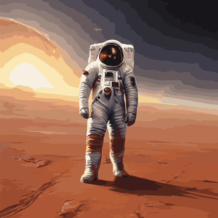 Print Vector illustration of space, astronaut and galaxy for poster, banner or background. Abstract drawings of the futureのイラスト素材