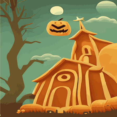 Vintage Halloween poster design with vector ghost character. pumpkin composition, pumpkin leaves, halloween, with scaryのイラスト素材