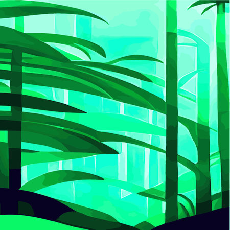 Print Tropical card with lush palm foliage. Oasis landscape. Hand drawn vector illustration .vector Tropical typographyのイラスト素材