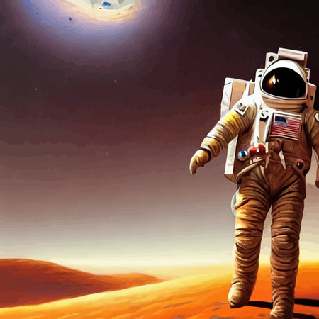 Print Vector illustration of space, astronaut and galaxy for poster, banner or background. Abstract...