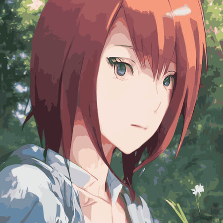 Mobile Amazing anime girl. Manga style poster. Cute little girl character cartoon portrait, young...