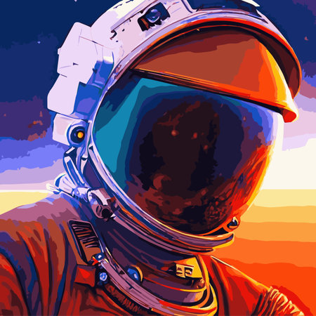 Print Vector illustration of space, astronaut and galaxy for poster, banner or background. Abstract...