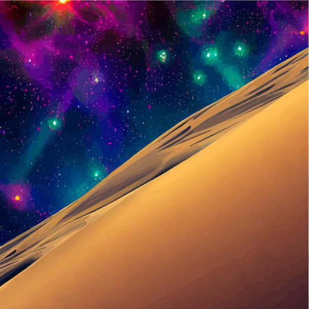 Landscape Mars surface with colonies building. Astronaut base on the red planet. Vector cartoon futuristic illustration of space colonization, space exploration concept. Space station alien galaxyのイラスト素材
