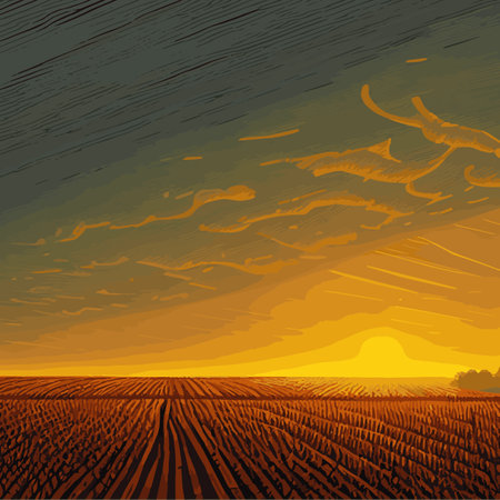 Print Vector wheat field. Flake ears. Rural landscape panorama. Hand drawn yellow watercolor illustration. Countrysideのイラスト素材